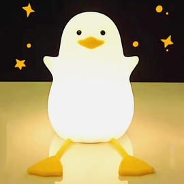 Crtivetoys Cute Seagull Night Light for Bedroom, Animal Silicone Nursery LED Table Lamp Dimmable Beside Lamp, Decoration Bedside Touch Timer Rechargeable Duck Night Light