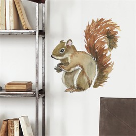 Cute Squirrel Wall Stickers, sacinora Nature Animal Wall Decals Removable Vinyl Peel and Stick for Living Room Bedroom Nursery Children's Room Playroom Art Decorations