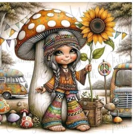 Handmade 20oz Skinny Tumbler Sublimation Transfer Hippie Sunflower Ready To Press