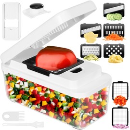 Vihoom Vegetable Cutter, Mandolin Vegetable Slicer, Cucumber Slicer, Onion Cutter, 12 in 1 Multifunctional Vegetable Chopper, Grater for Vegetables with 7 Interchangeable Blades for Carrot, Potato, Cucumber