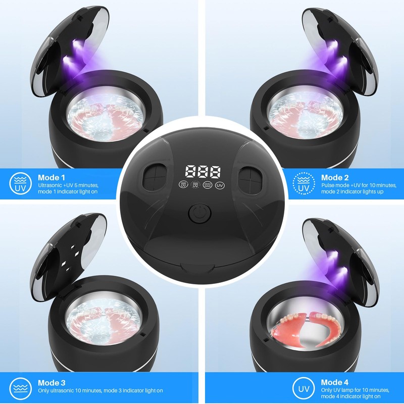 Ultrasonic Cleaner Machine with LED Display, 4UV-C & Sweep Frequency