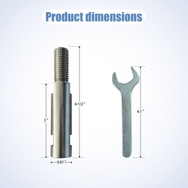 Neeki 4-1/2" Stainless Angle Grinder Arbor Extension Shaft, 5/8"-11 Thread Arbor Extender Adapter with 1-1/2" Thread Length, Suitable for 8" Polishing Buffing Wheel, Airway Wheel