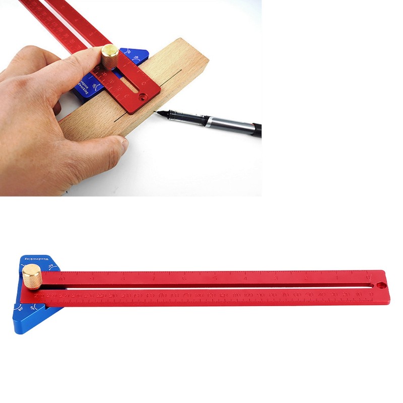 Woodworking Scriber 270mm Aluminum Alloy Angled Ruler Line Scribing Marking