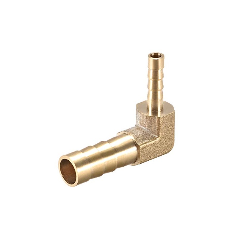 sourcing map 8mm to 4mm Barb Brass Hose Fitting 90