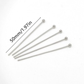 100 Pcs Ball Head Pins, Stainless Steel Ball Head Pins Jewelry Making Accessories Supplies for Jewelry Making Earrings Crafts- Hypoallergenic, 50mm