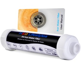 H&G lifestyles Iron RV Water Filter, Inline Water Filter Reduce Iron Fluoride Manganese Improve Water Taste for Fresh Drinking Water, Ideal for Campers, Marine, Garden Hose, Boats, Trailer