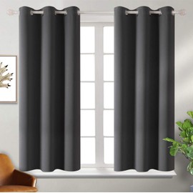 BGment Blackout Curtains - Grommet Thermal Insulated Room Darkening Bedroom and Living Room Curtain, 2 Panels of 38 x 54 Inch, Dark Grey