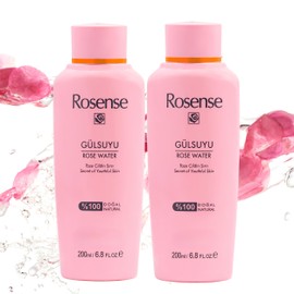 Rosenwasser 2 x 200 ml Facial Toner Toner Face Care Facial Cleansing - Storage Pack Natural Cosmetics by Rosense, Vegan & Dermatologically Tested, No Added Alcohol, Mature & All Skin Types