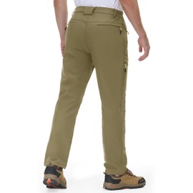 MAGCOMSEN Mens Snow Pants Waterproof Insulated 5 Zipper Pockets Cold Winter Snowboard Pants for Men Windproof Ski Khaki, 32