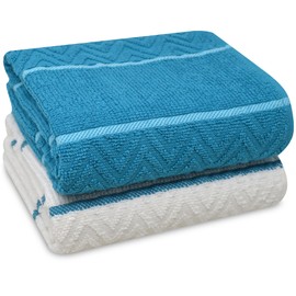 Towelogy Premium 100% Cotton Kitchen Towels - Super Absorbent & Soft Large 40x70cm Dish Drying Tea Towels Machine Washable Oeko-Tex Certified (2, Teal)