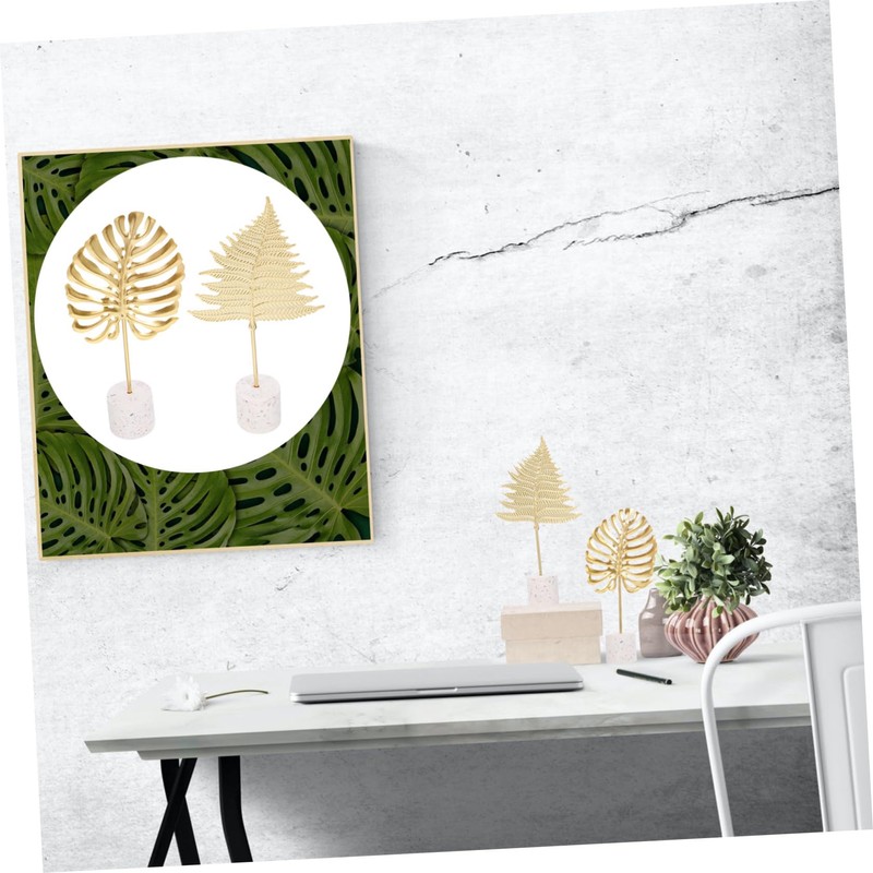 FUNOMOCYA 2pcs Gold Iron Leaf Decor Tabletop Metal Leaf Ornaments