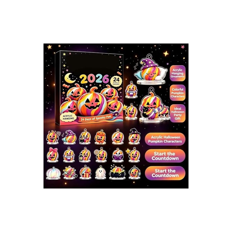 2026 Halloween Countdown Calendar, Reusable Miniature Pumpkin Set, Gift