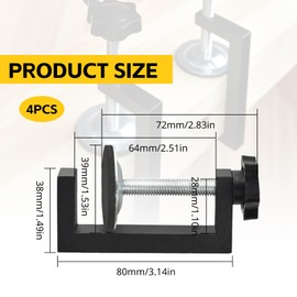 Table Clamp, 4 Pieces G Clamp Kit Clamping Range Screw Clamps Small Universal Holder Clamping Tools Clamps C-Clamp for Bedroom Kitchen Bathroom