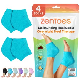 ZenToes ZenToes Moisturizing Socks for Cracked Heel Treatment - Vitamin E, Olive Oil and Jojoba Oil Infused Heel Socks to Soften and Hydrate (Fuzzy Blue, Wide Width)