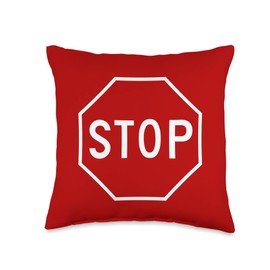 STOP SIGN ROAD TRAFFIC HIGHWAY SIGNAL LIGHT RULES Throw Pillow