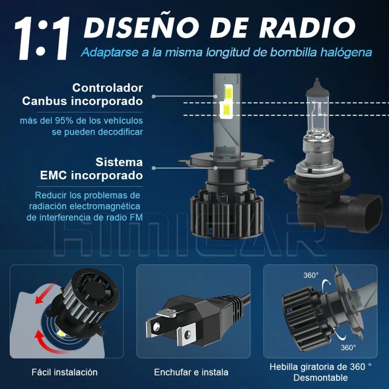 Kit De Faros Auto Led H4 9005 9006 H7 H11
