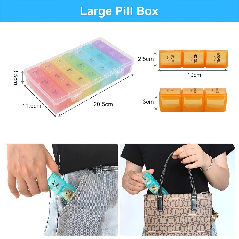 Pasking Large Pill Box Organiser - Weekly Pill Dispenser 7