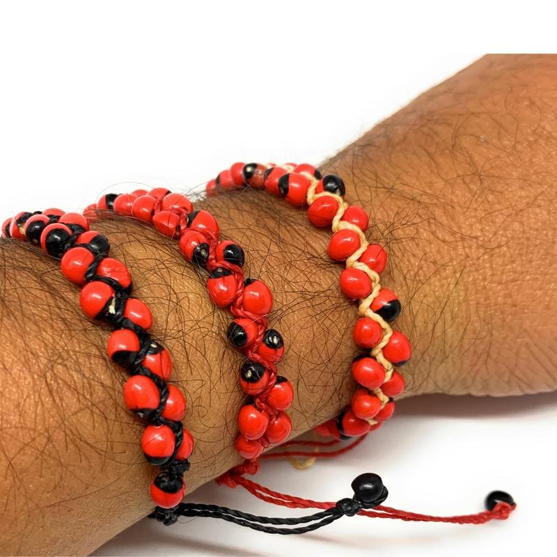 Peruvian Huayruro Seed Bracelet, for good luck. - Color: Black