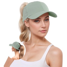 YAMEE Baseball Cap Women's Ponytail Summer Baseball Cap Women's Baseball Cap Mesh Breathable Summer Hat Women's Lightweight Waterproof Quick-Drying, Army Green, Unit size
