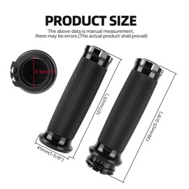 DREAMIZER 1 inch Motorcycle Grips Black Universal Motorcycle Handlebar Grips Cable Throttle Compatible with Harley Sportster Touring Dyna Softail 883