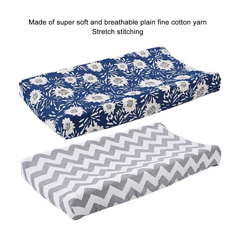 2Pcs Baby Crib Sheets Cotton Yarn Detachable Print Fitted Crib