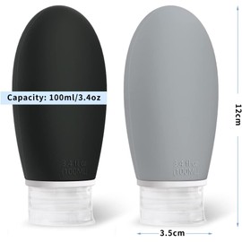 Botellas de Viaje 100 ml Avion, Opret 3 Piezas de Contenedores de Viaje de Silicona, Aprobados por La TSA y A Prueba de Fugas, Accesorios de Viaje para Líquidos, Recargables para Gel y Champú