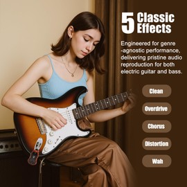 OW Portable Headphone Amp Synthesizer Pocket Plug Amplifier Rechargeable for Electric Guitar with Bluetooth Receiver Support 5 Effects: Clean/Chorus/Flanger/Metal/Wah