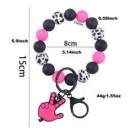 Phamines Silicone Bead Keychains Bracelet for Women,Keychain with Palm Accessory,Victory Gesture Keyring Wristlet for Car Keys (White Palm)