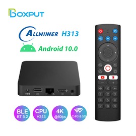 BOXPUT M5 Android TV Box, Android 10.0 TV Box, 2G RAM 16G ROM 4K Android TV Box, Dual WiFi 6.4G/5G BT5.2 Remote Control Smart TV Box, with Bluetooth Voice Infrared Isolation Remote Control