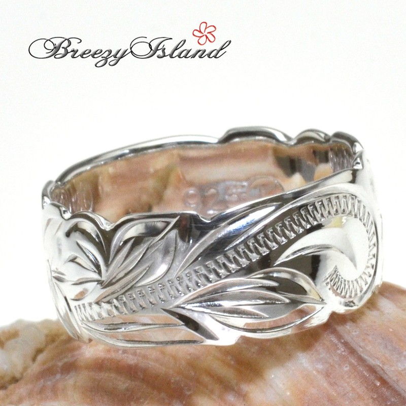 [BreezyIsland] Hawaiian Jewelry Ring Ring Cutout 8mm Width 925 Silver,