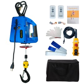 Bigorenda 3-in-1 Electric Hoist Winch with Wire Wireless Remote Control,1100lb Portable Electric Power Winch,1500W Electric Hoist Crane,26FT Lifting Height, for Warehouse, Garage, Lifting Towing
