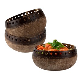 Restaurantware - Coco Casa 21.2 Ounce Coconut Bowls, 10 Reusable Handcrafted With Punchout Design - For Warm And Cold Foods, Smoothies And Salads, Washable By Hand