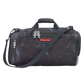 Step by Step “Dragon Drako” Sports Bag, Black-Red, with Wet Laundry Compartment, Removable Carry Strap, Adjustable Shoulder Strap, for 1st to 4th Grade, 13 L