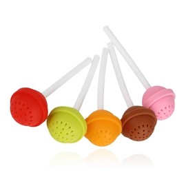 Lollipop Infusores De Té De Hojas Sueltas, 5 Piezas 11,5 Cm/4,5 Pulgadas Colorido Filtro De Bolsas De Reutilizables Seguras Infusor Forma Colador Silicona Para La Casa Oficina