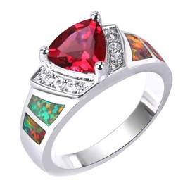 KELITCH CZ Crystal Rings 925 Sterling Silver Opal Rings Wedding Couple Rings for Women Girls, Bead, No-Gem-Tye