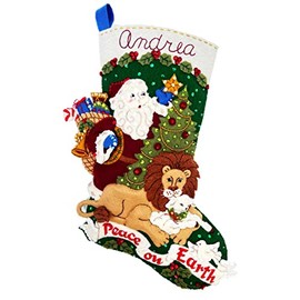 Bucilla Felt Applique Stocking Kit, Let There Be Peace 18" Felt Applique Stocking Making Kit, 89542E