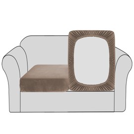 BellaHills Velvet Stretch Sofa Seat Cushion Covers Sofa Couch Cushion Covers Modular Cushion Covers Furniture Protector Sofa Seat Cover with Elastic Bottom(2 Pieces, Taupe)