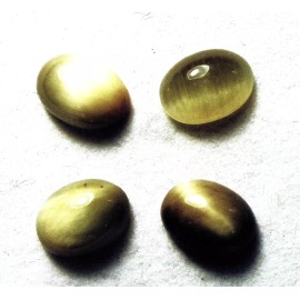 NOS VINTAGE 8 x 6mm OVAL CUT HONEY TIGER'S EYE CABOCHON 4 PIECE LOT