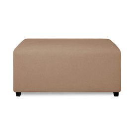PureFit Super Stretch Soft Form Fit Ottoman Cover Rectangle - Ottoman Slipcovers for Foot Stool & Folding Storage Furniture for Living Room with Nonslip Elastic Bottom (Small, Camel)