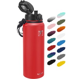 Fanhaw 40 Oz Insulated Stainless Steel Water Bottle with 1 Lid (Chug Lid) - For Outdoor, Women, Men | Leak & Sweat Proof with Anti-Dust Lid (Red)