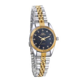 JEWELRYWE Men's 3ATM Waterproof Calendar, Luminous Analog, Japanese Quartz, Stainless Steel Strap, Fashion Accessories, Black, Women's, Bracelet Type