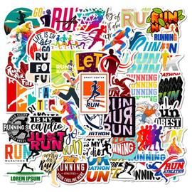 Running Stickers |50Pcs Runner Exercise Waterproof Vinyl Decals for Bike Water Bottles Laptop Bicycle Refrigerator Cup Luggage Computer Mobile Phone Skateboard