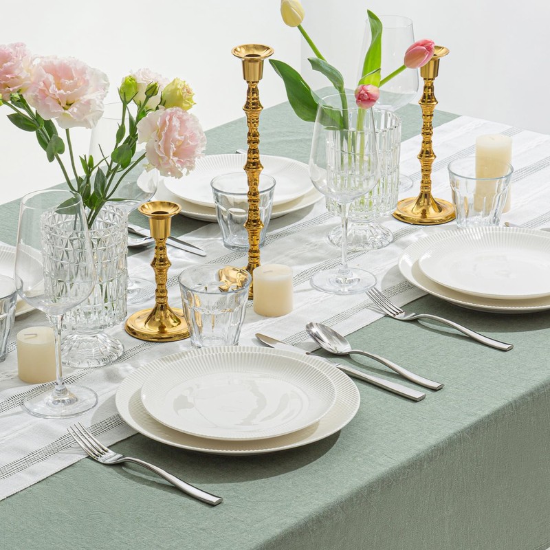 HIKAA 20PCS Extra Thickness Silver Heavy Duty Silverware Set Stainless