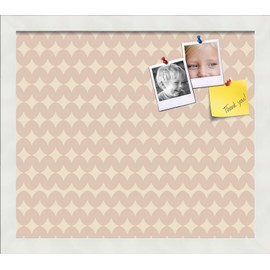 PinPix 15x13 Inch Cork Bulletin Board. This Decorative Framed Pin Board Comes with Light Pink Diamond Design and a Satin White Frame Frame. Ideal for Home Office Decor or Message Board (PinPix-294)