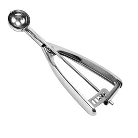 Mini cuchara para galletas, 2/3 cucharadas/4 onzas, bola de 1.2 pulgadas/30 mm, mini cuchara de helado de acero inoxidable 18/8, pulido secundario