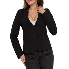 Ballandoro Blazer for Women, Jersey, Semi-Tailored Without Pockets, Business Outfit, Women's Cardigan for Trouser Suit, Festive, Elegant, Classic Design, black, M