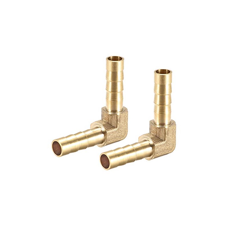 sourcing map 2 pieces 6 mm barb brass 90° angle