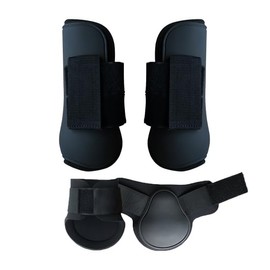 Merauno Horse Gaiters, Set of 4 Gaiters, Pair for Front, Behind Hard Shell and Fastening for Men and Women, Polyurethane Robust Elastic Tendon Boots Classic (L, Black)