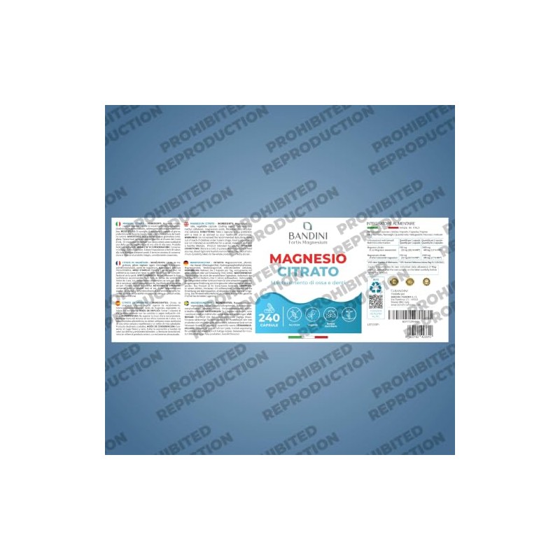 Bandini® Magnesium Citrate 1480mg of which 440mg Elemental Magnesium,