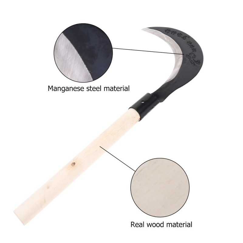 Yardwe Long-Handled Grass Sickle Hand Tool with Comfortable Grip for